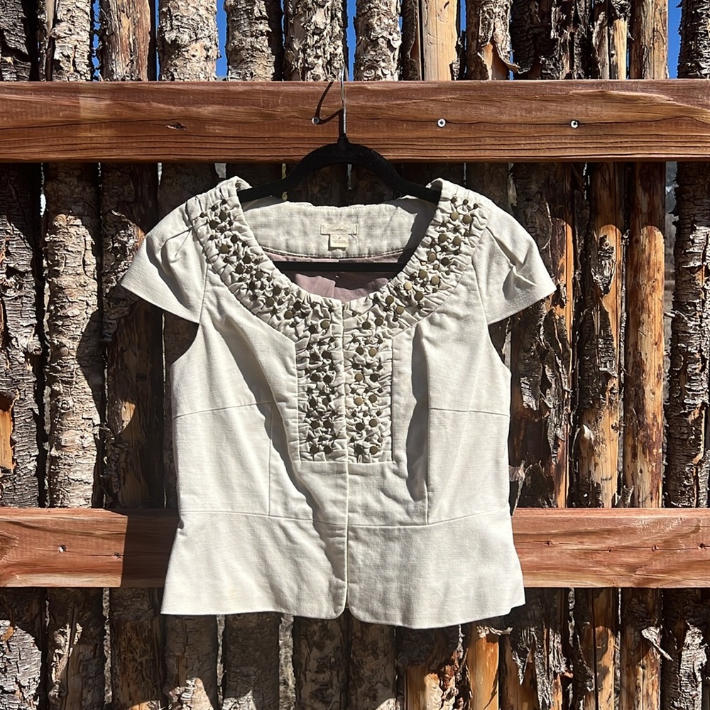 Anthropologie Idra Cap Sleeve Jacket